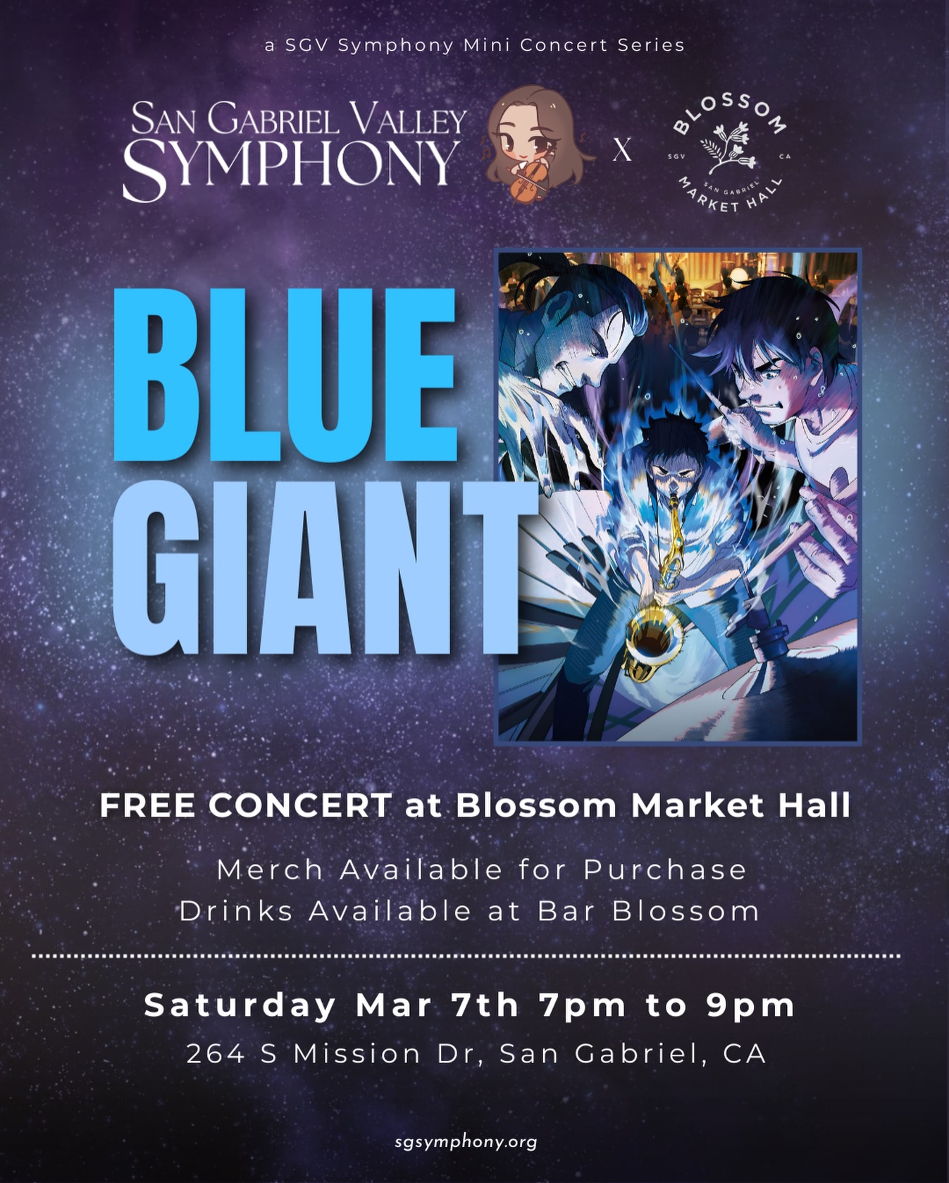 SGV Symphony Mini Concert - Blue Giant - Blossom Market Hall SGV Symphony Mini Concert - Blue Giant - Blossom Market Hall